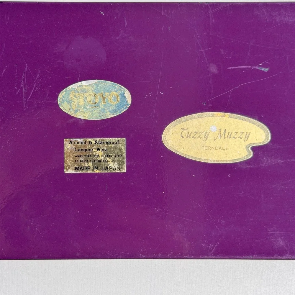 Vintage‎ Toyo Iris Lacquer Ware Trinket Box Set Purple Floral Japan